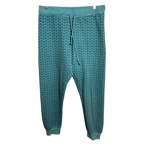 Pajamagram size Large Teal Floral Jogger PJ Pants Drawstring Waist Leisure Wear - Picture 1 of 8